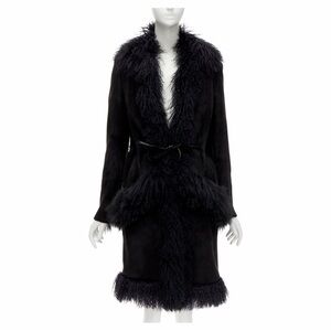 Vintage Tom Ford era Gucci Mongolian Shearling belted Fur Coat FW 1999